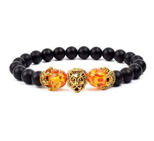 Load image into Gallery viewer, Antique Silver Lion-Head Agate Buddha Bead Bracelet