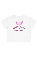 Load image into Gallery viewer, F & B PINK WINGS CROP TEE WHITE