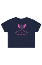 Load image into Gallery viewer, F & B PINK WINGS CROP TEE NAVY