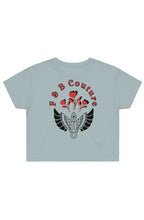 Load image into Gallery viewer, F & B RED ROSE CROP TEE SAGE