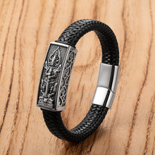 Load image into Gallery viewer, Men's Classic Stainless Steel Leather Bracelet