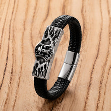 Load image into Gallery viewer, Men's Classic Stainless Steel Leather Bracelet