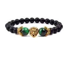 Load image into Gallery viewer, Antique Silver Lion-Head Agate Buddha Bead Bracelet