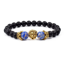 Load image into Gallery viewer, Antique Silver Lion-Head Agate Buddha Bead Bracelet