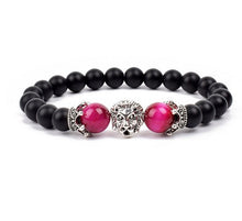 Load image into Gallery viewer, Antique Silver Lion-Head Agate Buddha Bead Bracelet