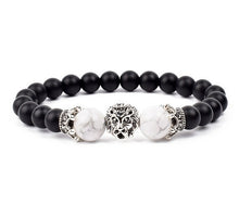 Load image into Gallery viewer, Antique Silver Lion-Head Agate Buddha Bead Bracelet
