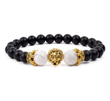 Load image into Gallery viewer, Antique Silver Lion-Head Agate Buddha Bead Bracelet
