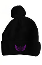 Load image into Gallery viewer, Purp Egyptian Wings pom pom beanie
