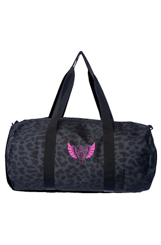 Fantasy Egyptian Pink Wing Black Cheetah Duffle 