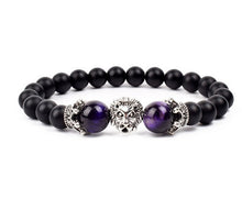 Load image into Gallery viewer, Antique Silver Lion-Head Agate Buddha Bead Bracelet
